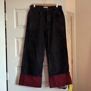 Free People cuffed wide leg pants